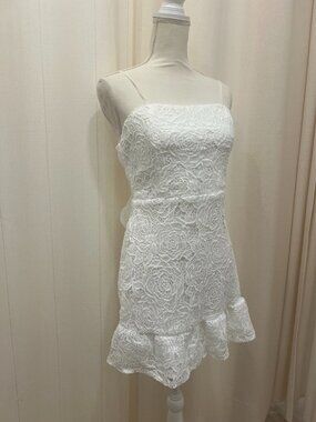 BRIGHT - Backtie Bow Lace Mini Dress